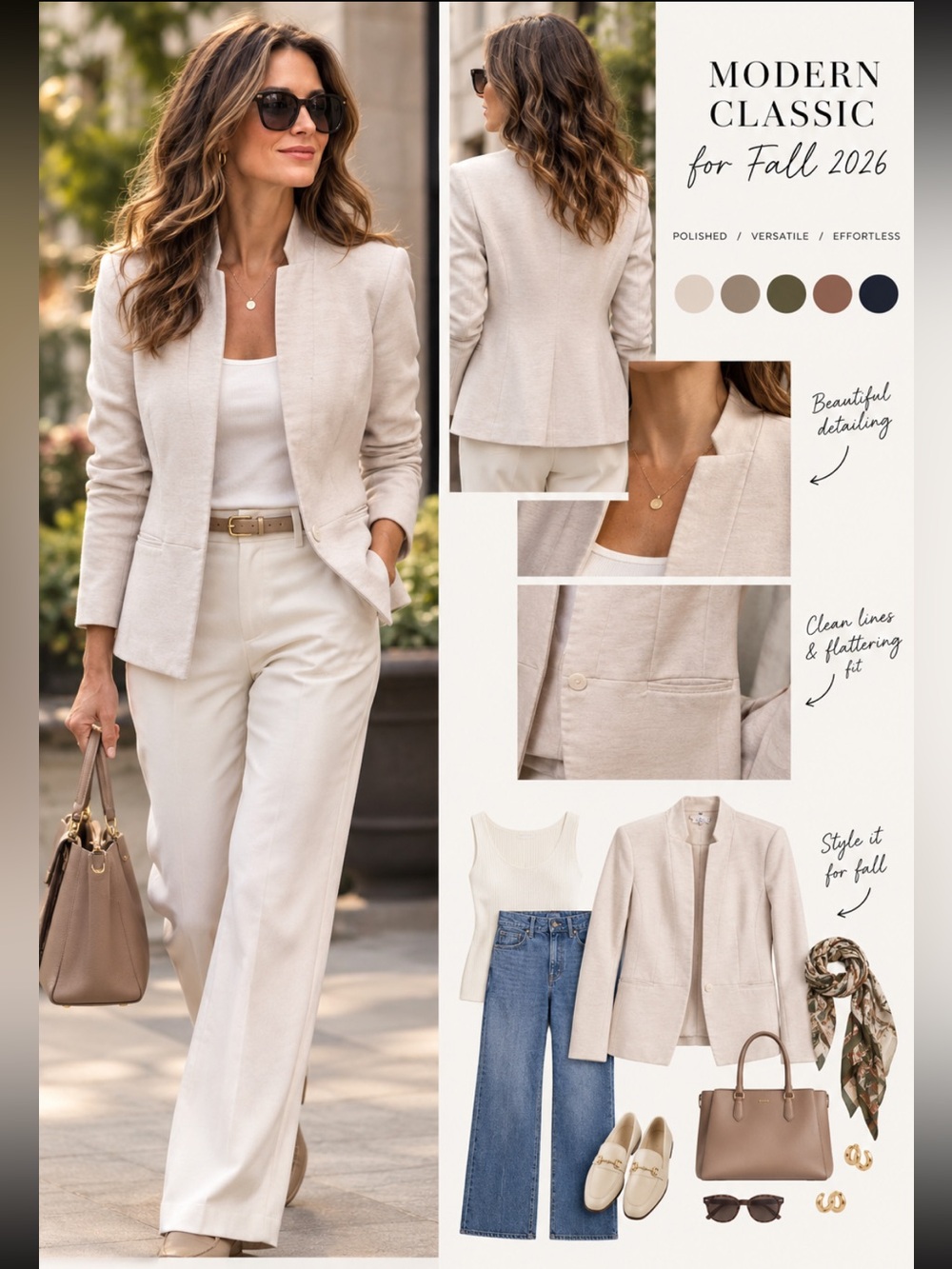 Soia & Kyo Women's Cream Open-Front Blazer